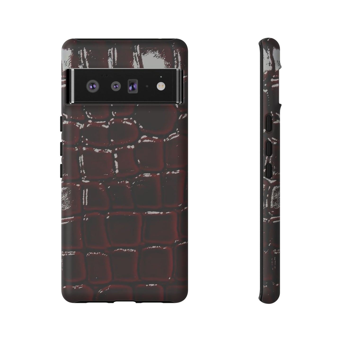 Croc Embossed Burgundy Tough Phone Case