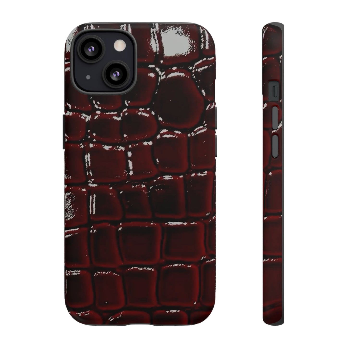 Croc Embossed Burgundy Tough Phone Case