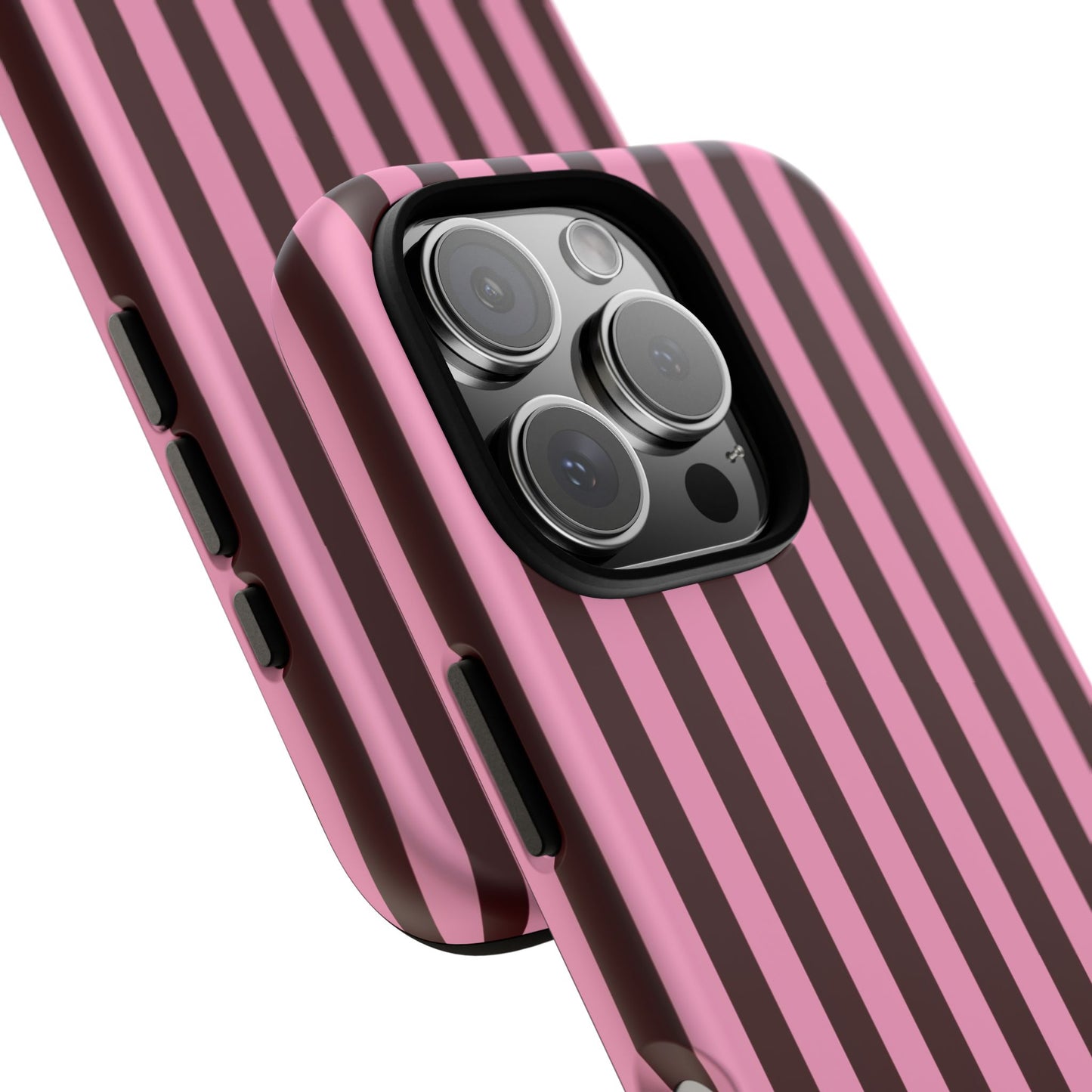 Striped Pink & Burgundy Tough Phone Case — Durable Vertical Stripe Protection