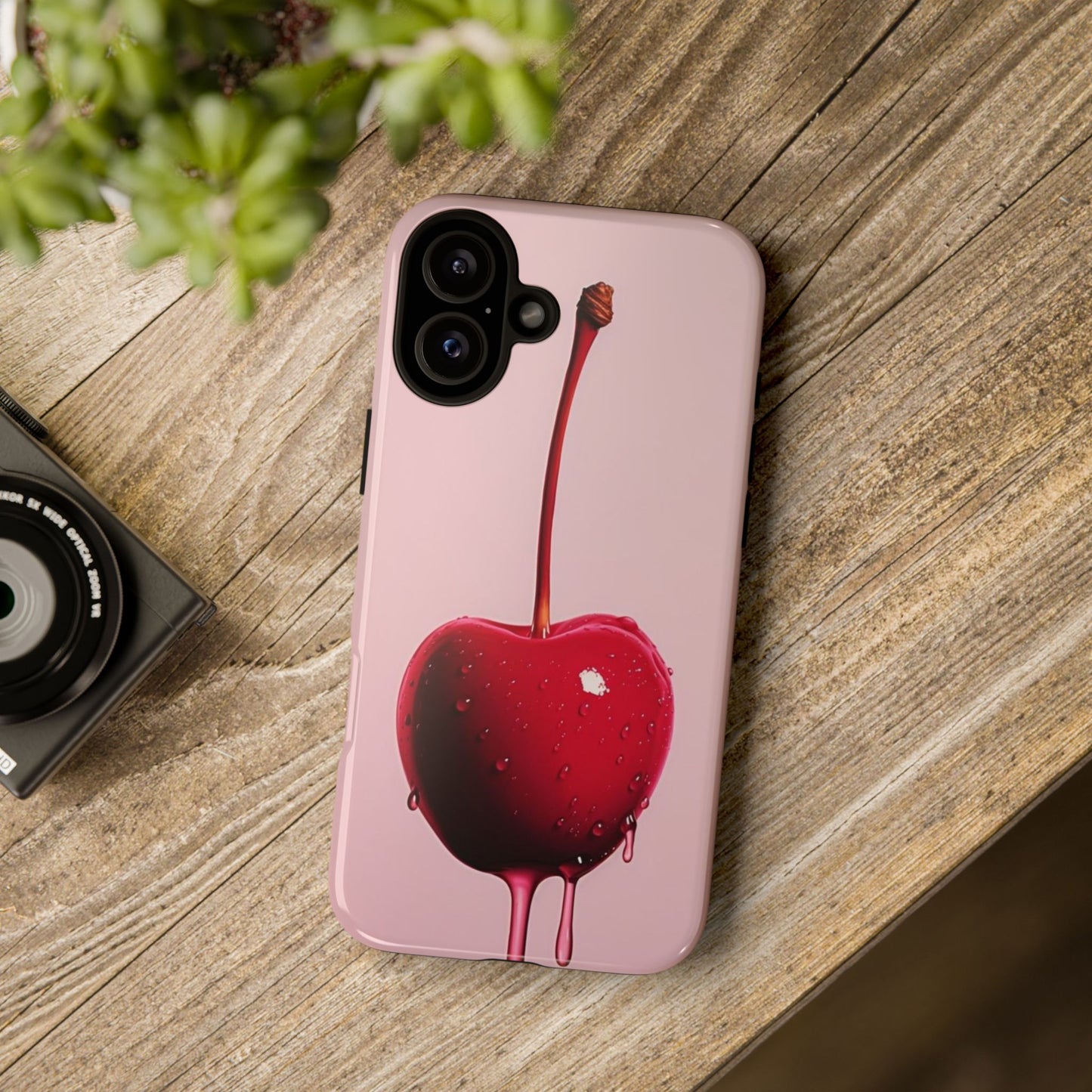 Cherry Drip Phone Case, Tough Phone Cover, Cute Cherry Accessory, Trendy Mobile Case, Kawaii Phone Case, Gift for Her