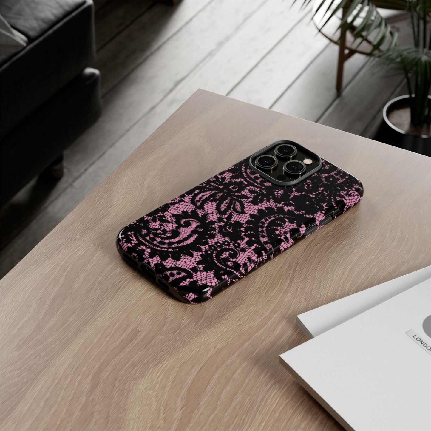 Phone Case — Pink Lace Floral Tough Protective Case