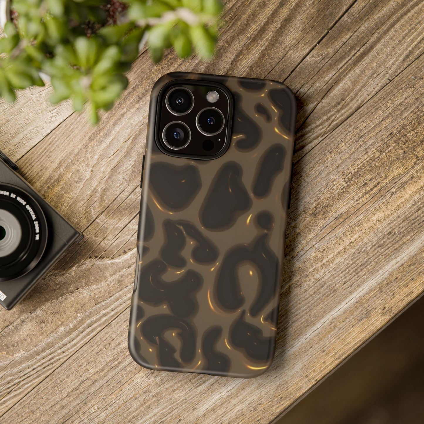 Leopard Gloss Tough Phone Case — Durable Protective iPhone Cover with Glossy Brown Animal Print