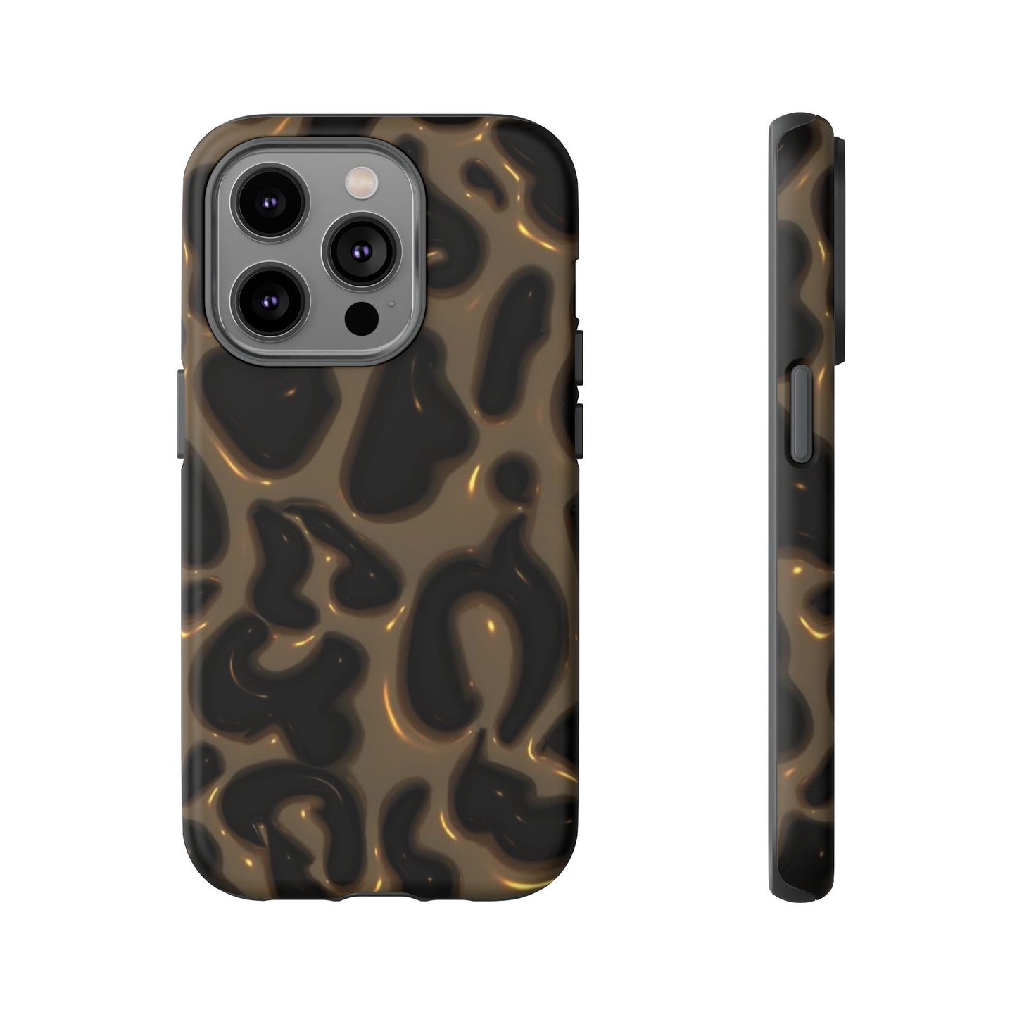 Leopard Gloss Tough Phone Case — Durable Protective iPhone Cover with Glossy Brown Animal Print