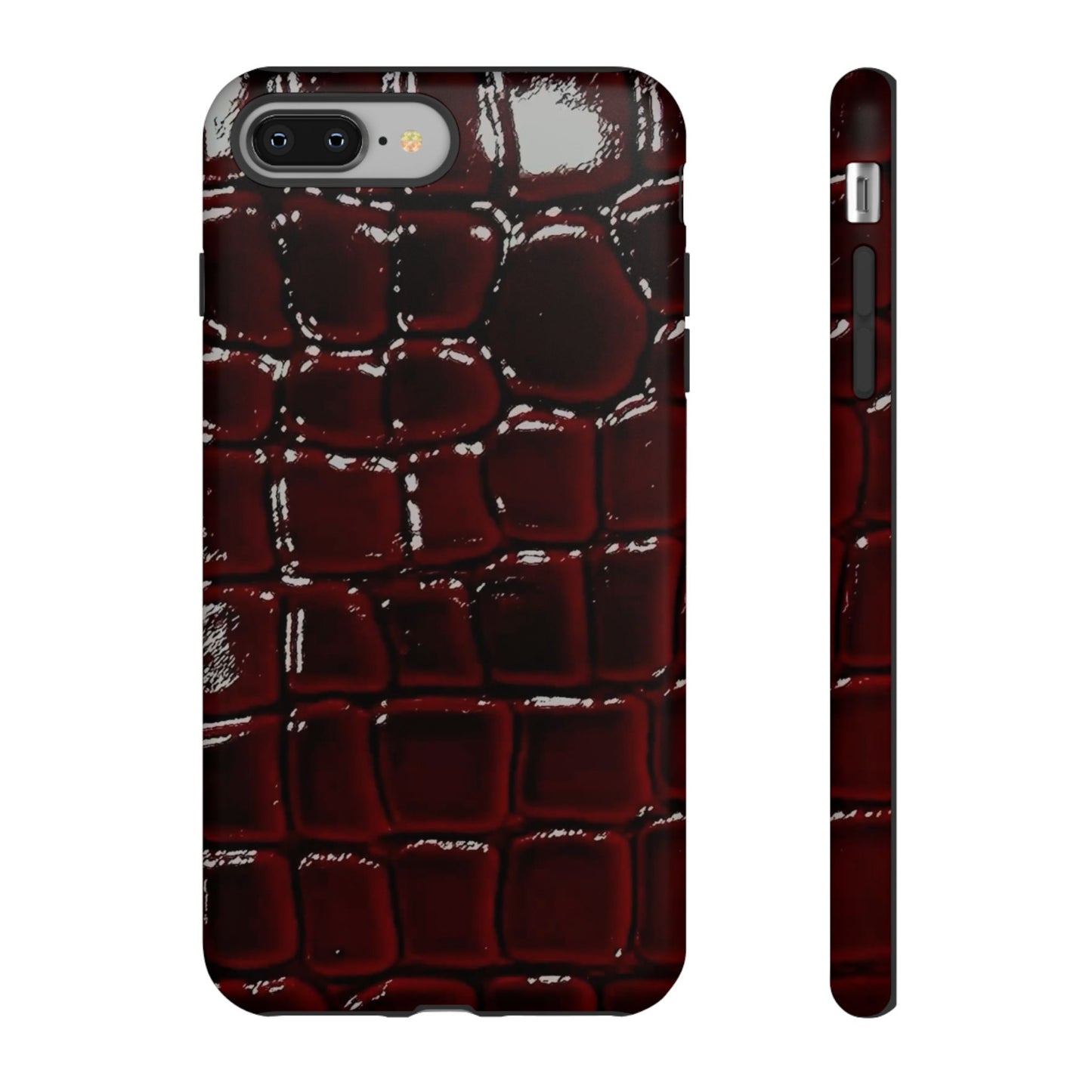 Croc Embossed Burgundy Tough Phone Case