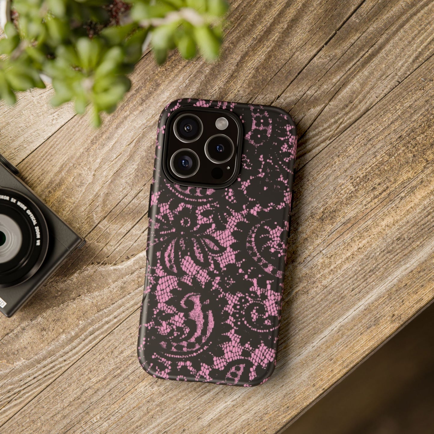 Phone Case — Pink Lace Floral Tough Protective Case