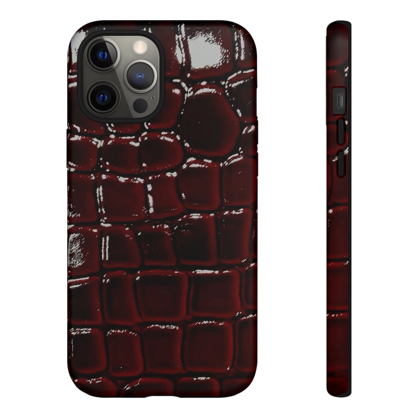 Croc Embossed Burgundy Tough Phone Case