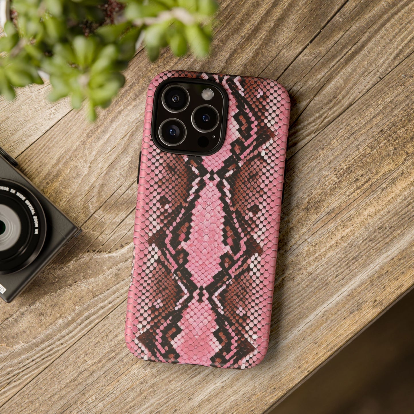 Pink Snake Skin Tough Phone Case — Protective Stylish iPhone Cover