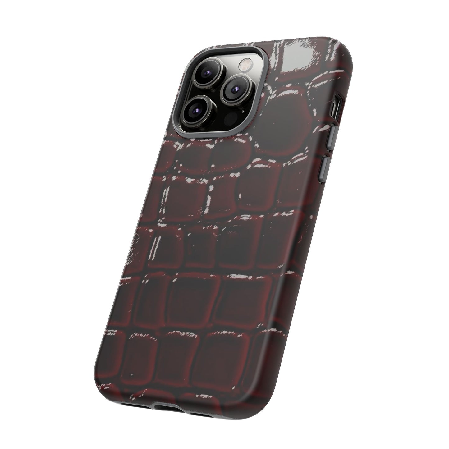 Croc Embossed Burgundy Tough Phone Case