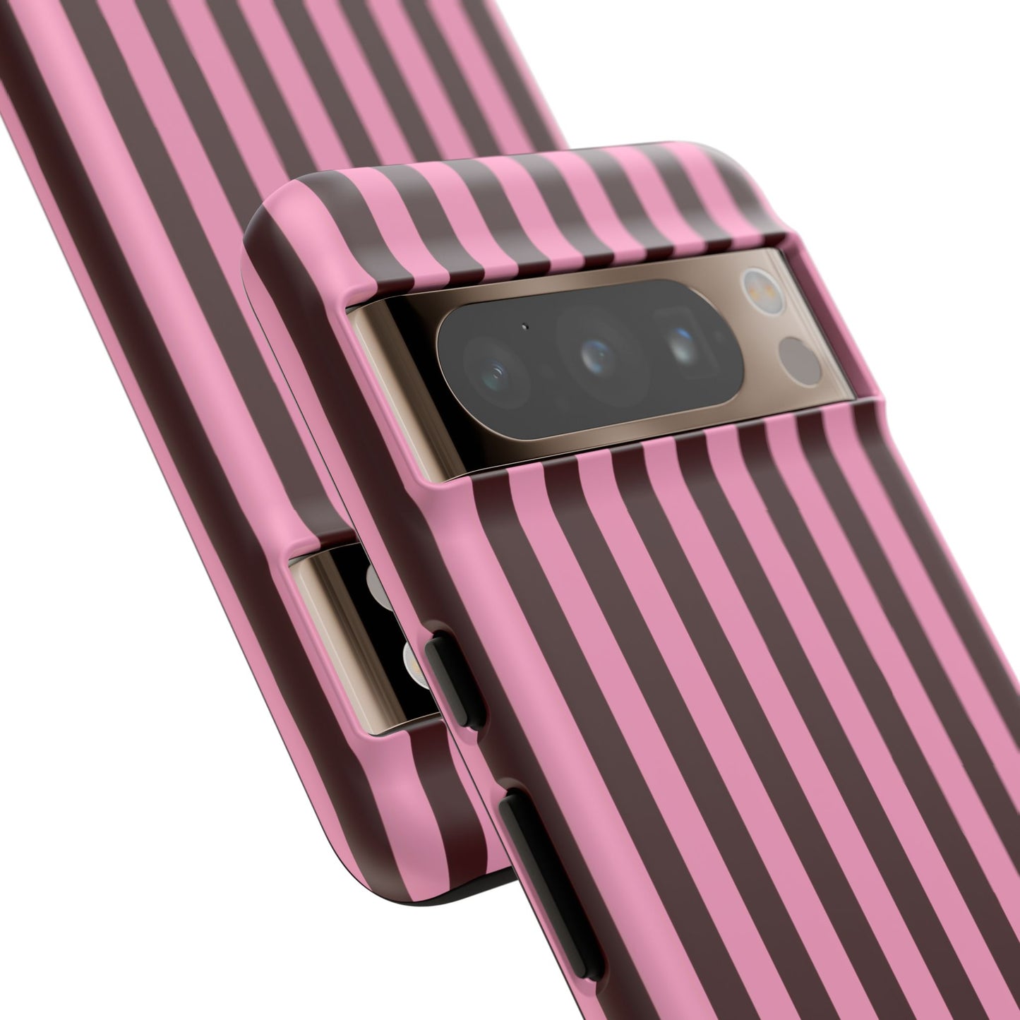 Striped Pink & Burgundy Tough Phone Case — Durable Vertical Stripe Protection