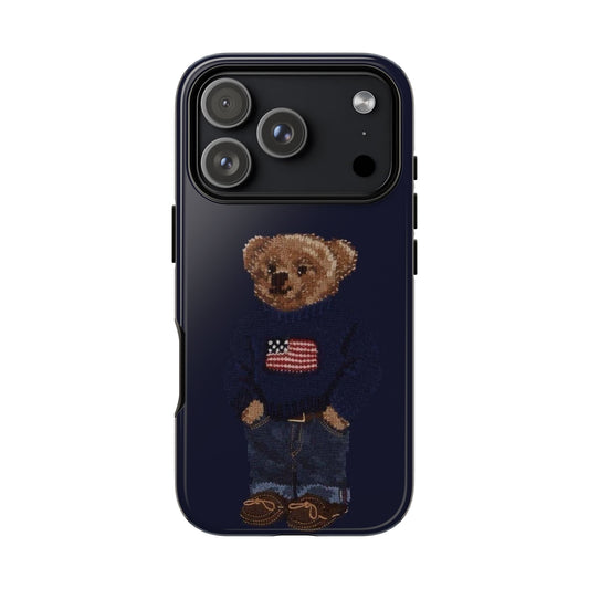 Patriotic Polo Bear Phone Case — Navy Protective Tough Case