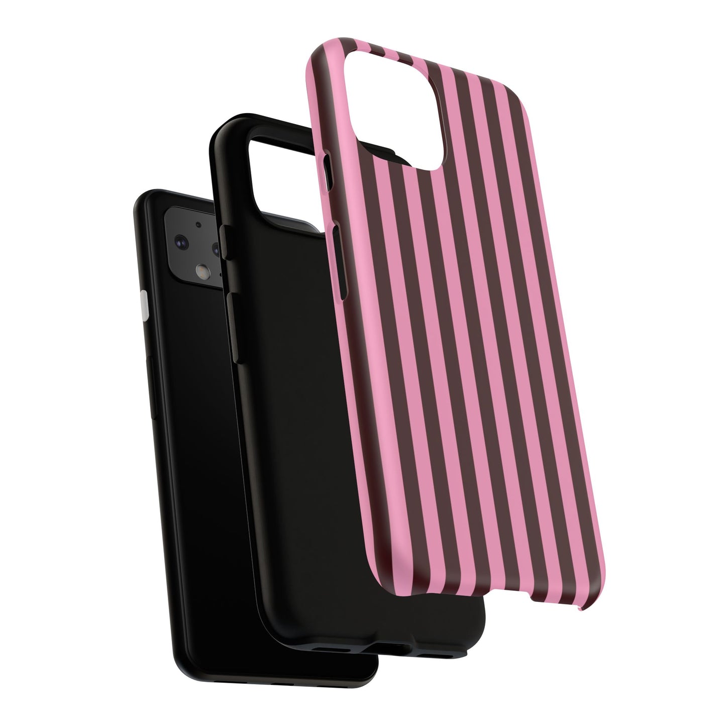 Striped Pink & Burgundy Tough Phone Case — Durable Vertical Stripe Protection