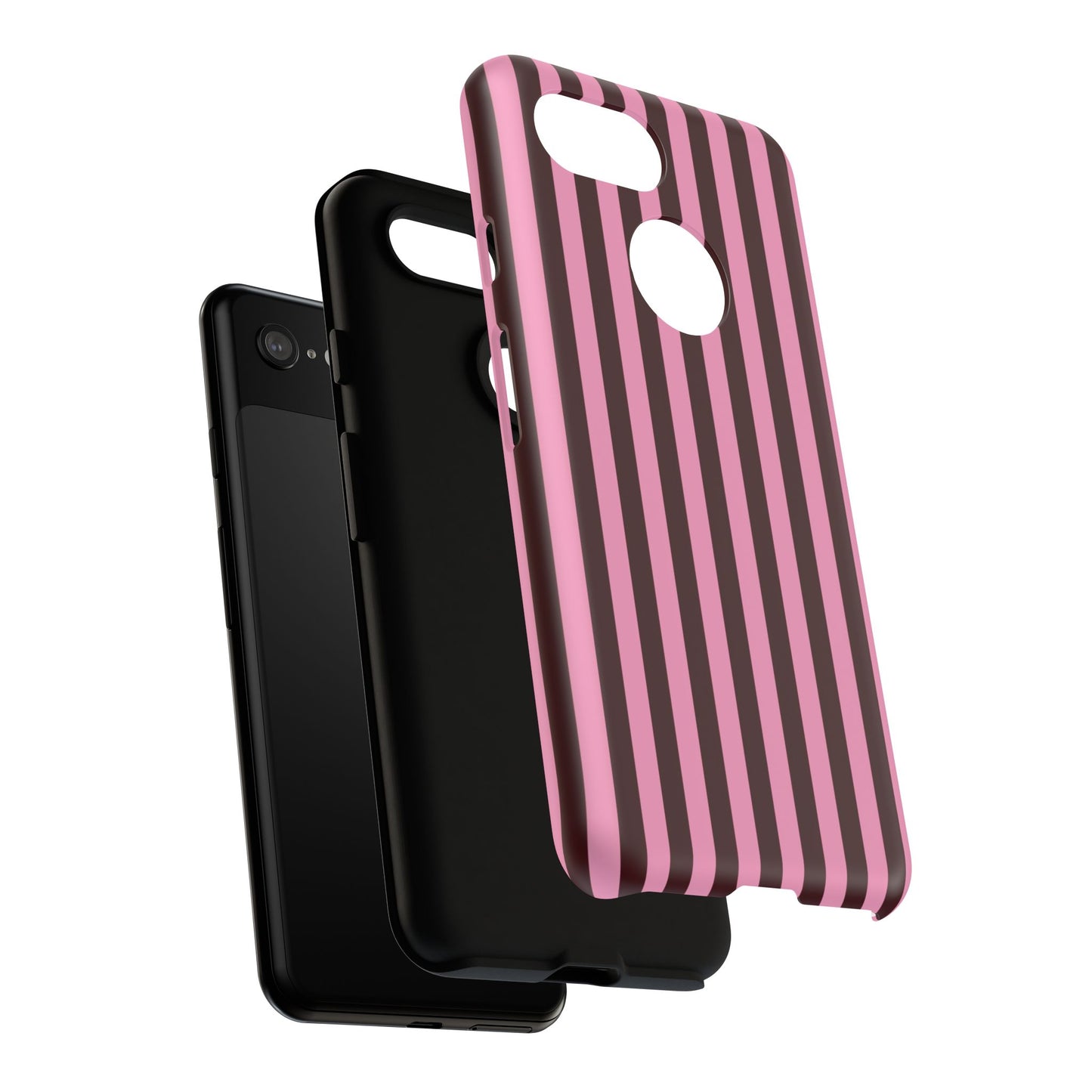 Striped Pink & Burgundy Tough Phone Case — Durable Vertical Stripe Protection