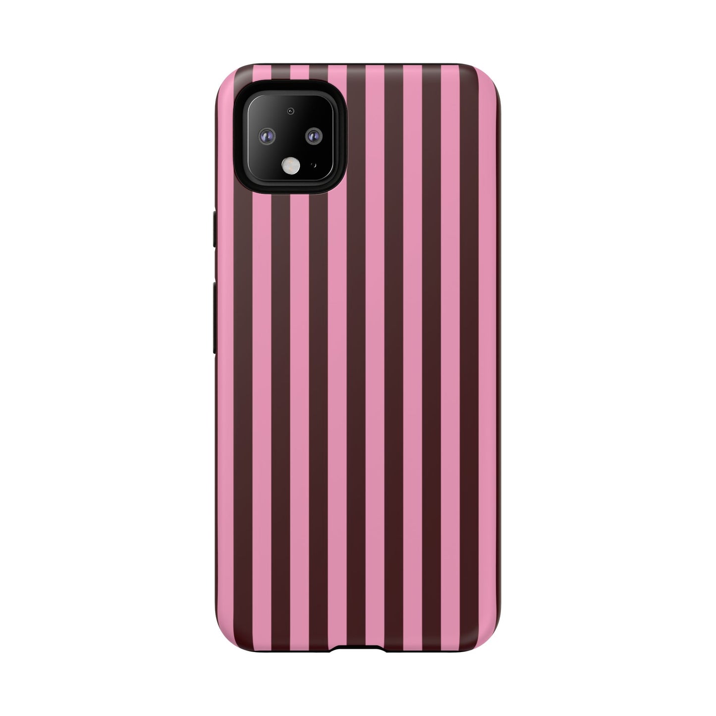 Striped Pink & Burgundy Tough Phone Case — Durable Vertical Stripe Protection