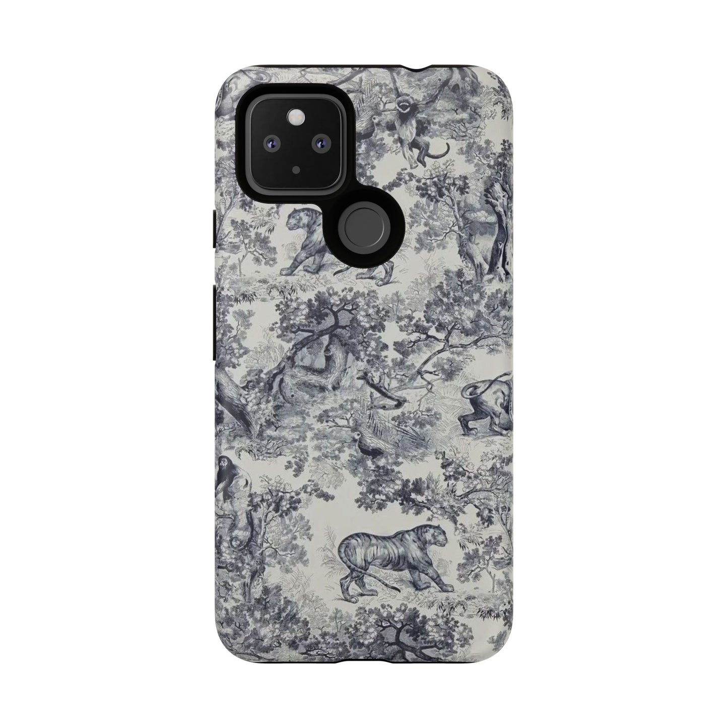 Toile Safari Phone Case — Vintage Tiger & Jungle Pattern Protective Tough Case