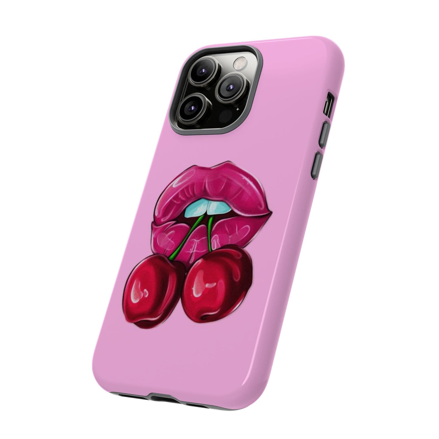 Stylish Phone Case with Cherry Kiss Design, Cute Gift for Her, Trendy Mobile Accessory, Perfect for Birthdays, Valentine's Day, Everyday Use