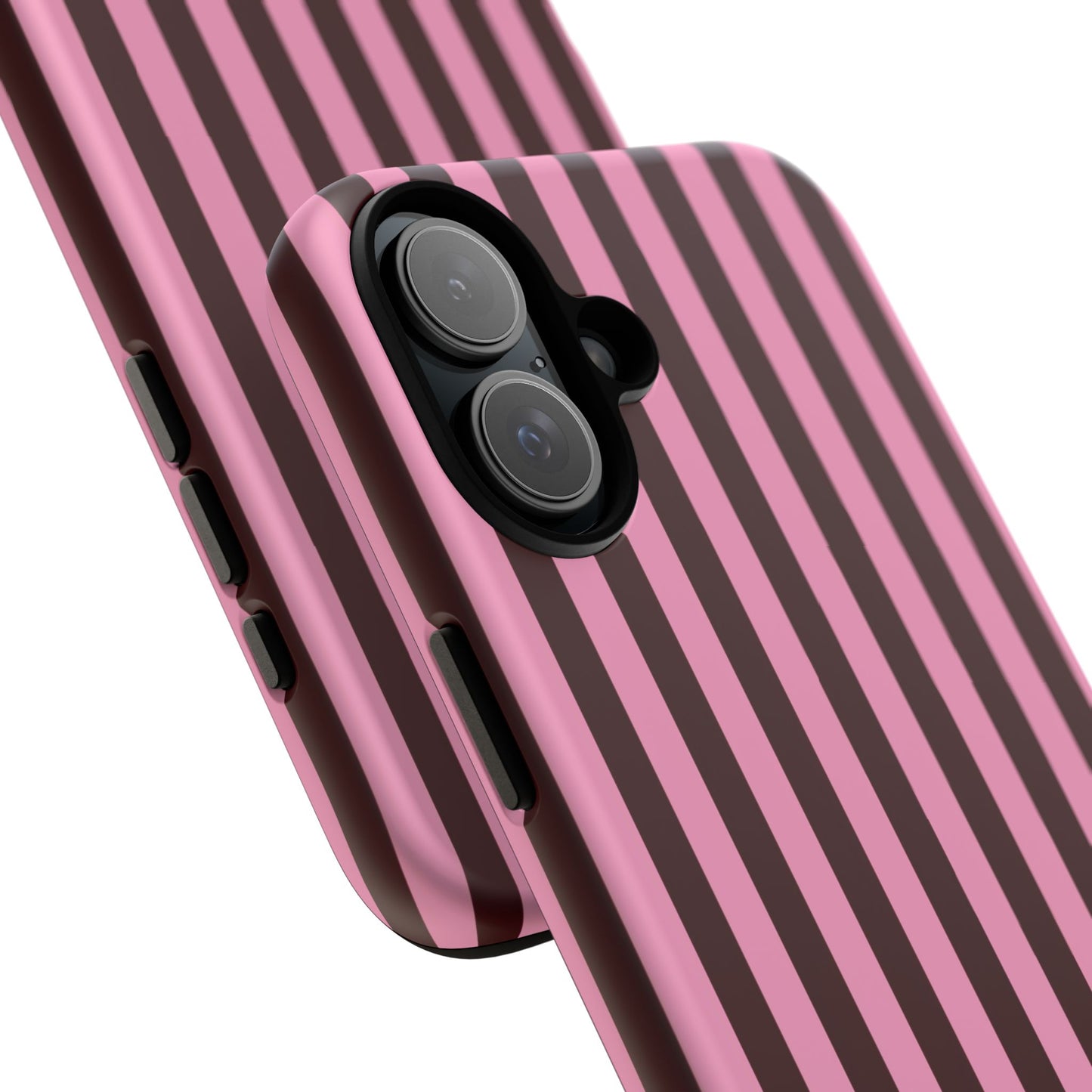 Striped Pink & Burgundy Tough Phone Case — Durable Vertical Stripe Protection