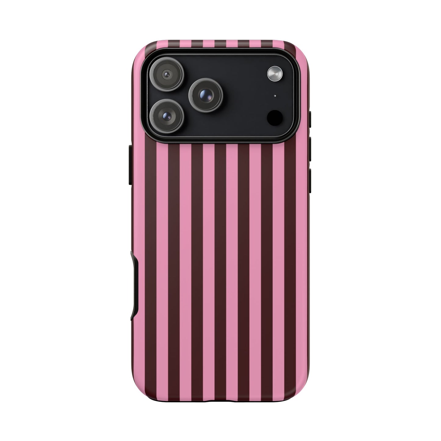 Striped Pink & Burgundy Tough Phone Case — Durable Vertical Stripe Protection