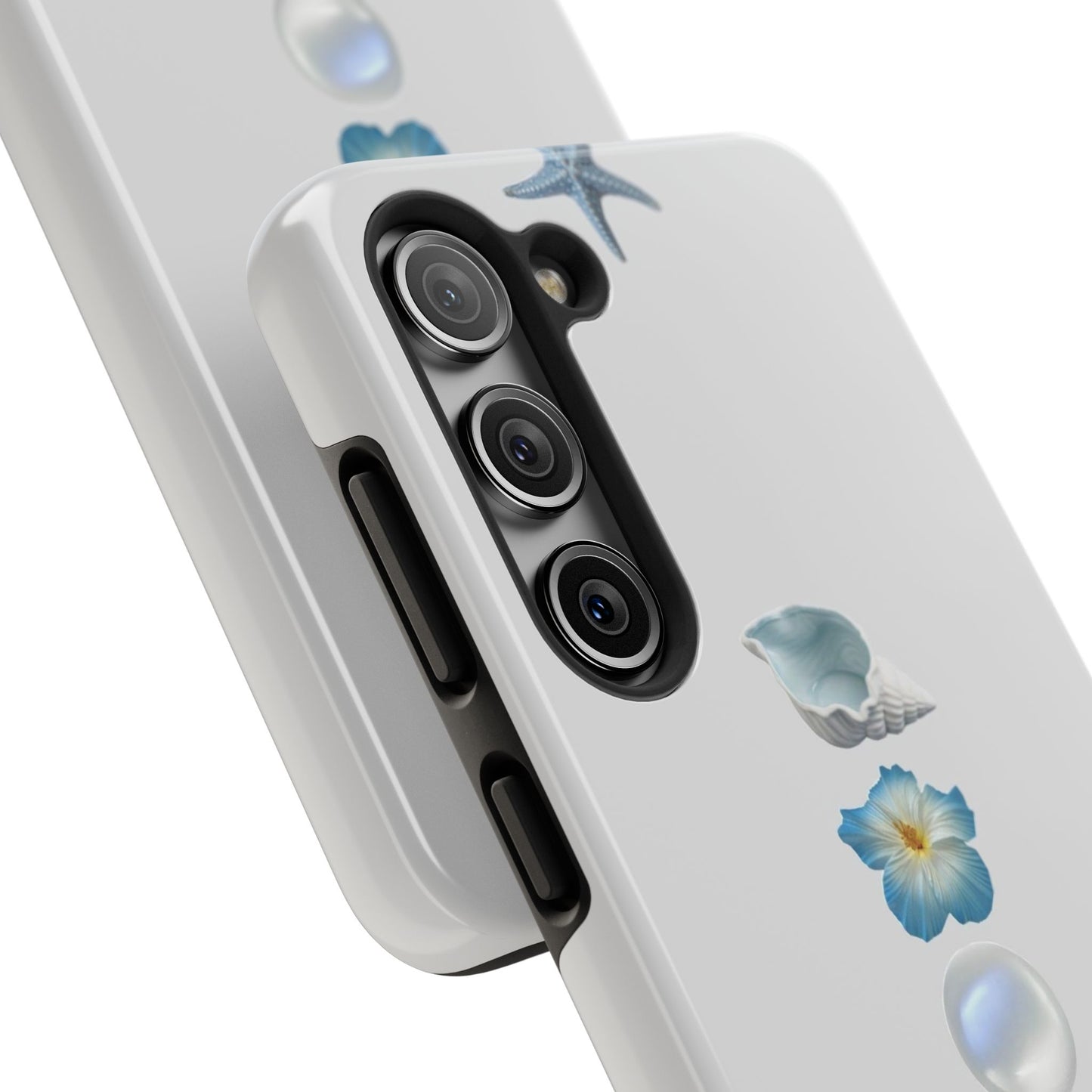 Ocean-Inspired Tough Phone Cases - Coastal Design with Shells and Pearls