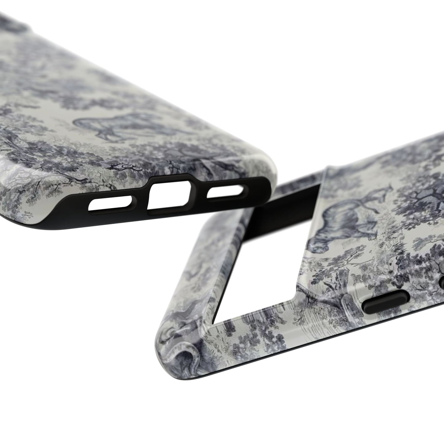 Toile Safari Phone Case — Vintage Tiger & Jungle Pattern Protective Tough Case