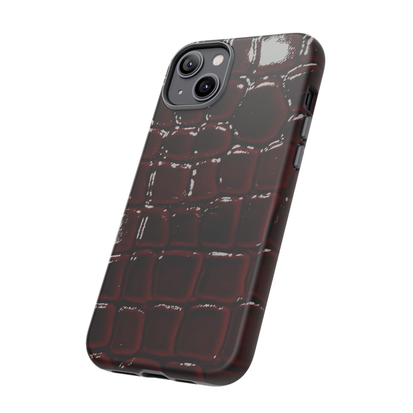 Croc Embossed Burgundy Tough Phone Case