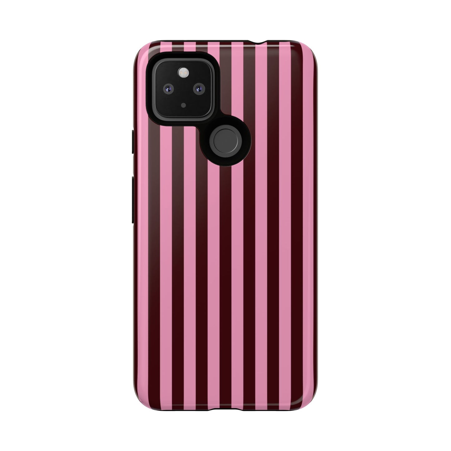 Striped Pink & Burgundy Tough Phone Case — Durable Vertical Stripe Protection