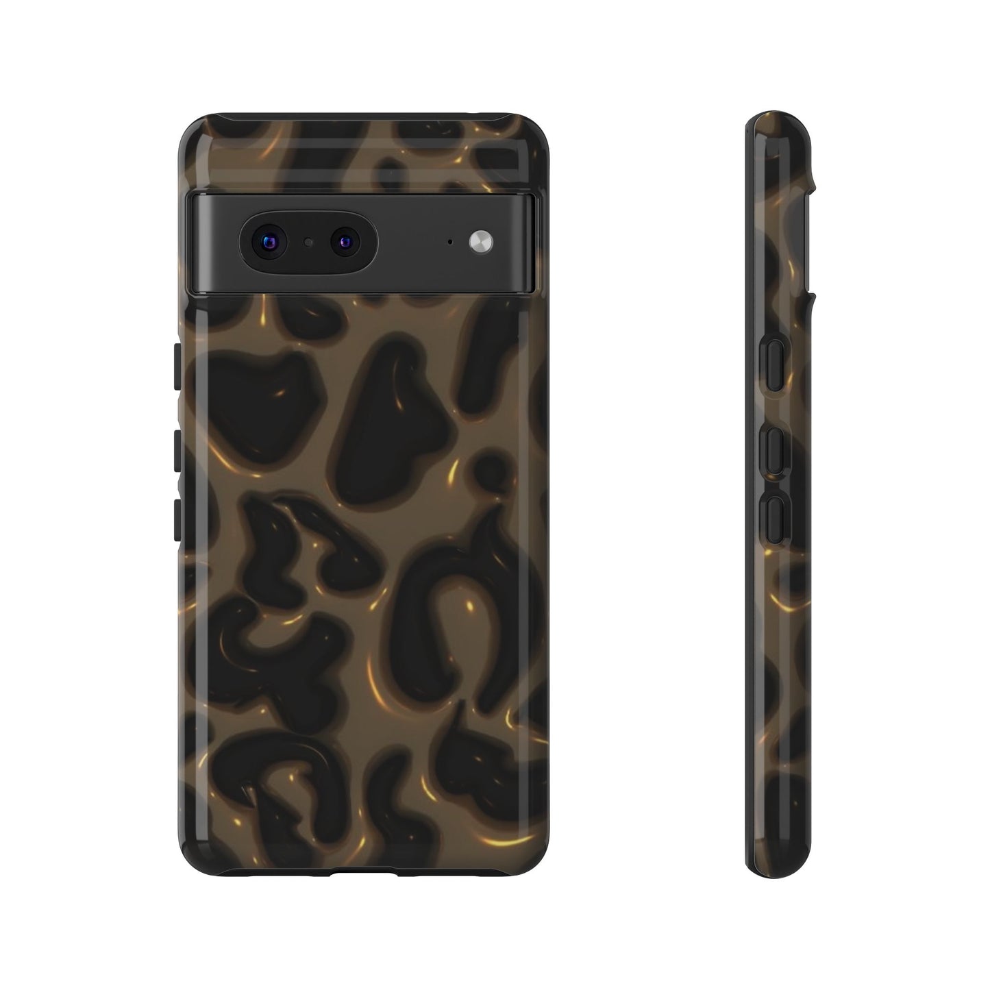 Leopard Gloss Tough Phone Case — Durable Protective iPhone Cover with Glossy Brown Animal Print