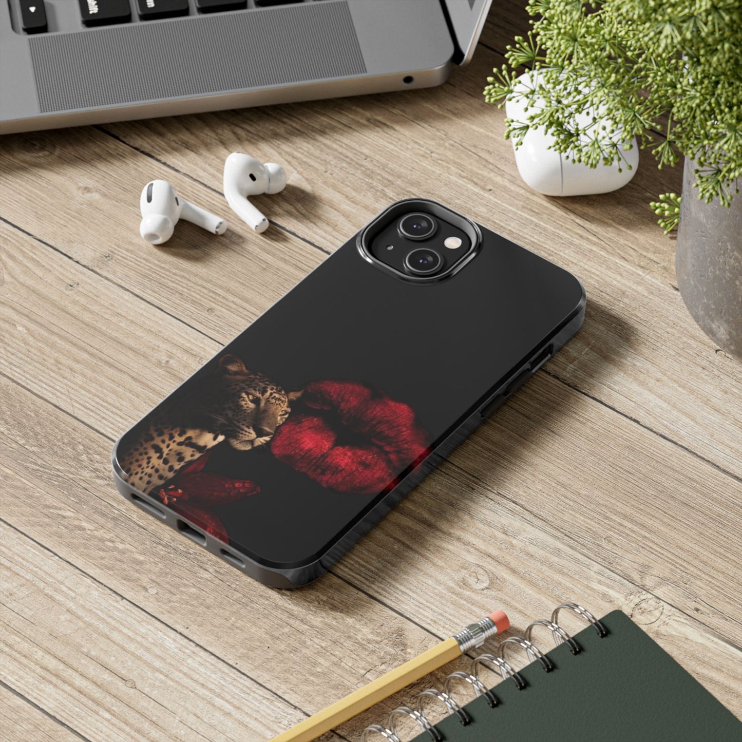 Wild Kiss Tough Phone Case - Stylish Leopard Design for Animal Lovers