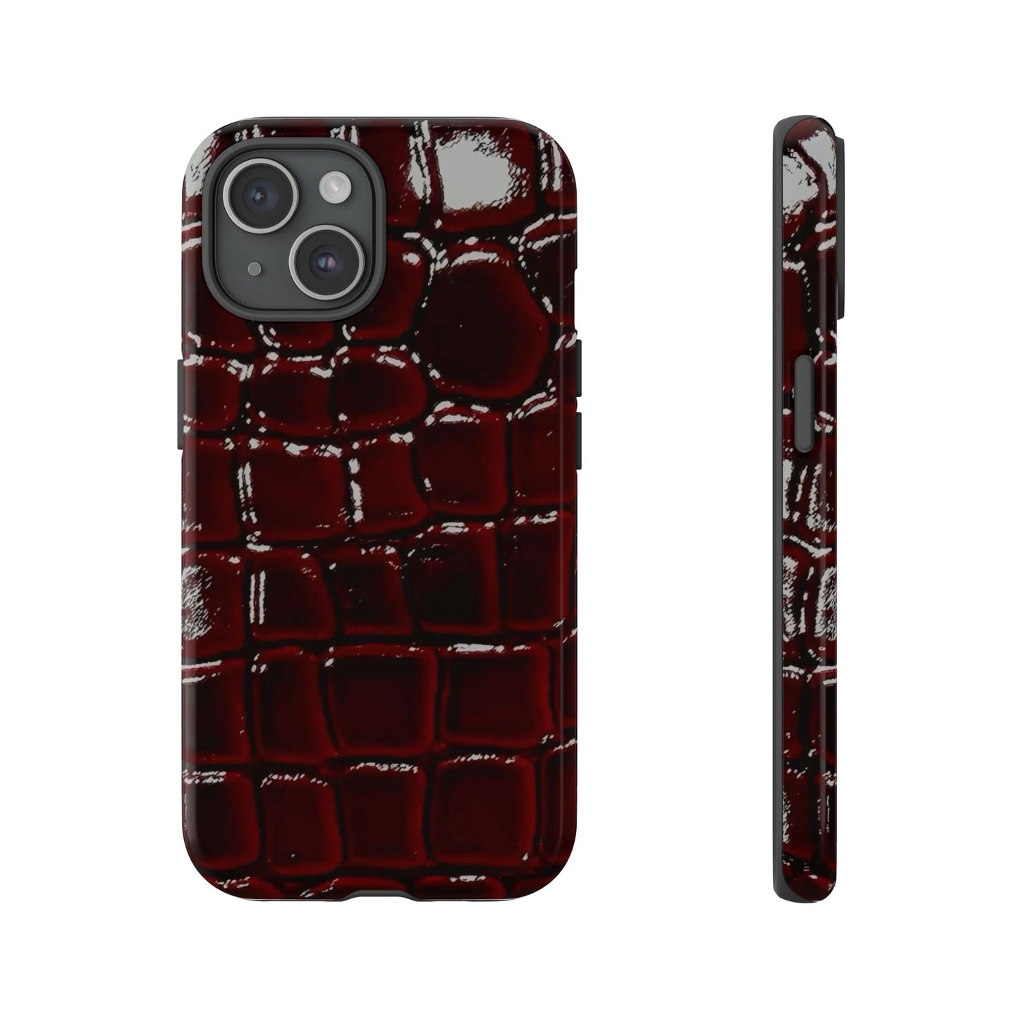 Croc Embossed Burgundy Tough Phone Case