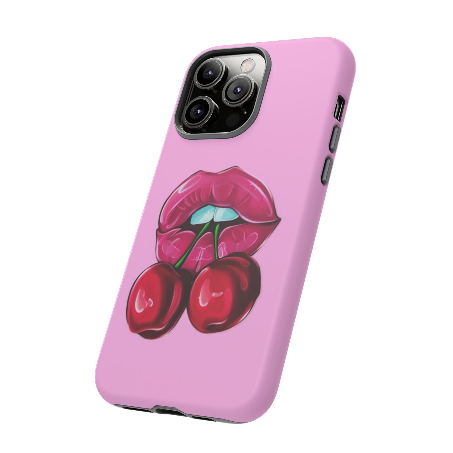 Stylish Phone Case with Cherry Kiss Design, Cute Gift for Her, Trendy Mobile Accessory, Perfect for Birthdays, Valentine's Day, Everyday Use
