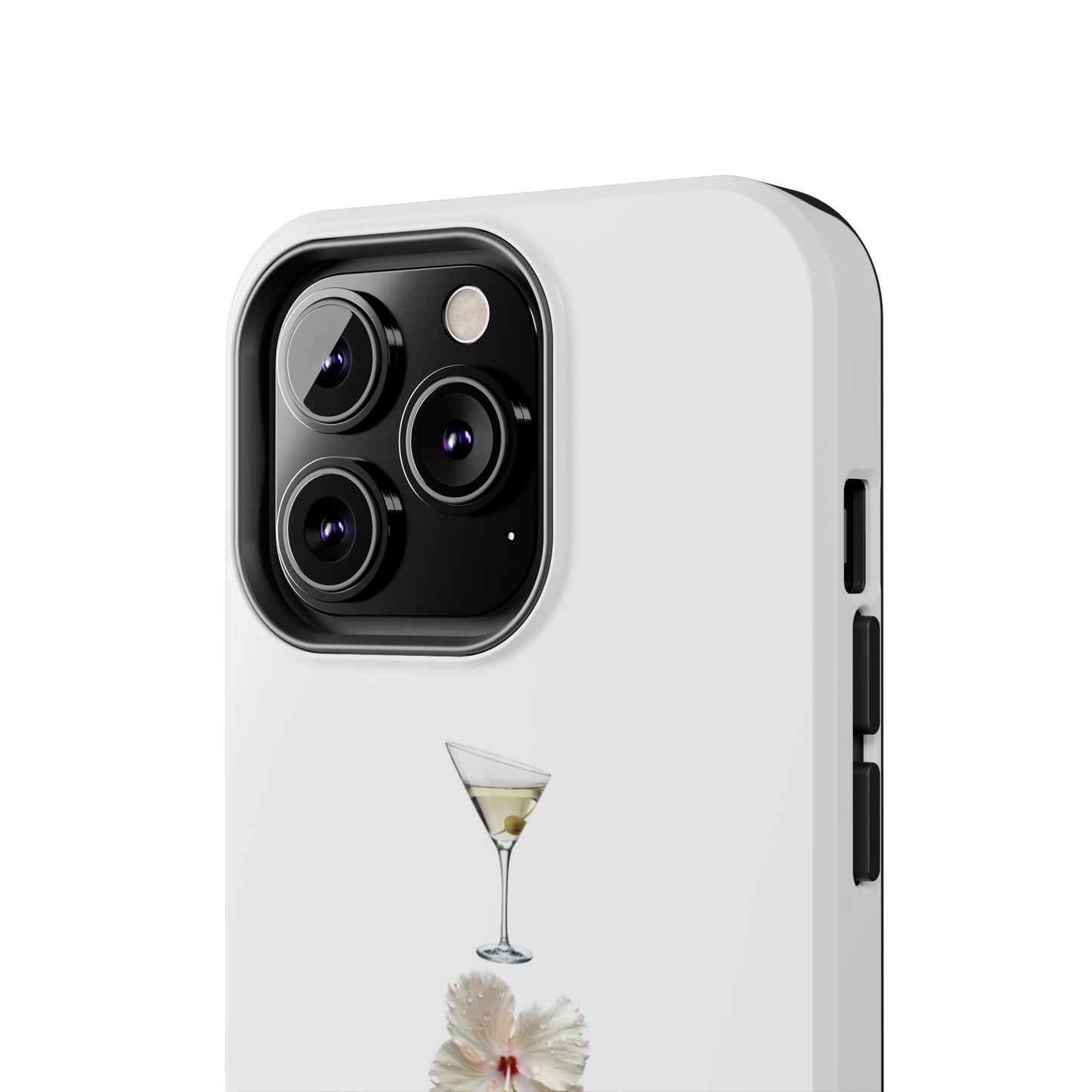 Elegant Nature-Inspired Tough Phone Case with Martini, Flower, Butterfly, and Leopard Design