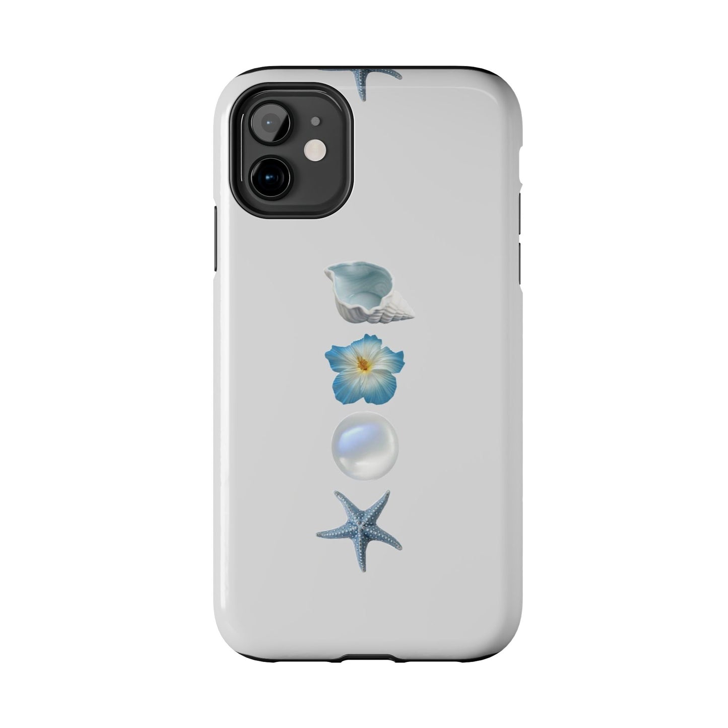 Ocean-Inspired Tough Phone Cases - Coastal Design with Shells and Pearls