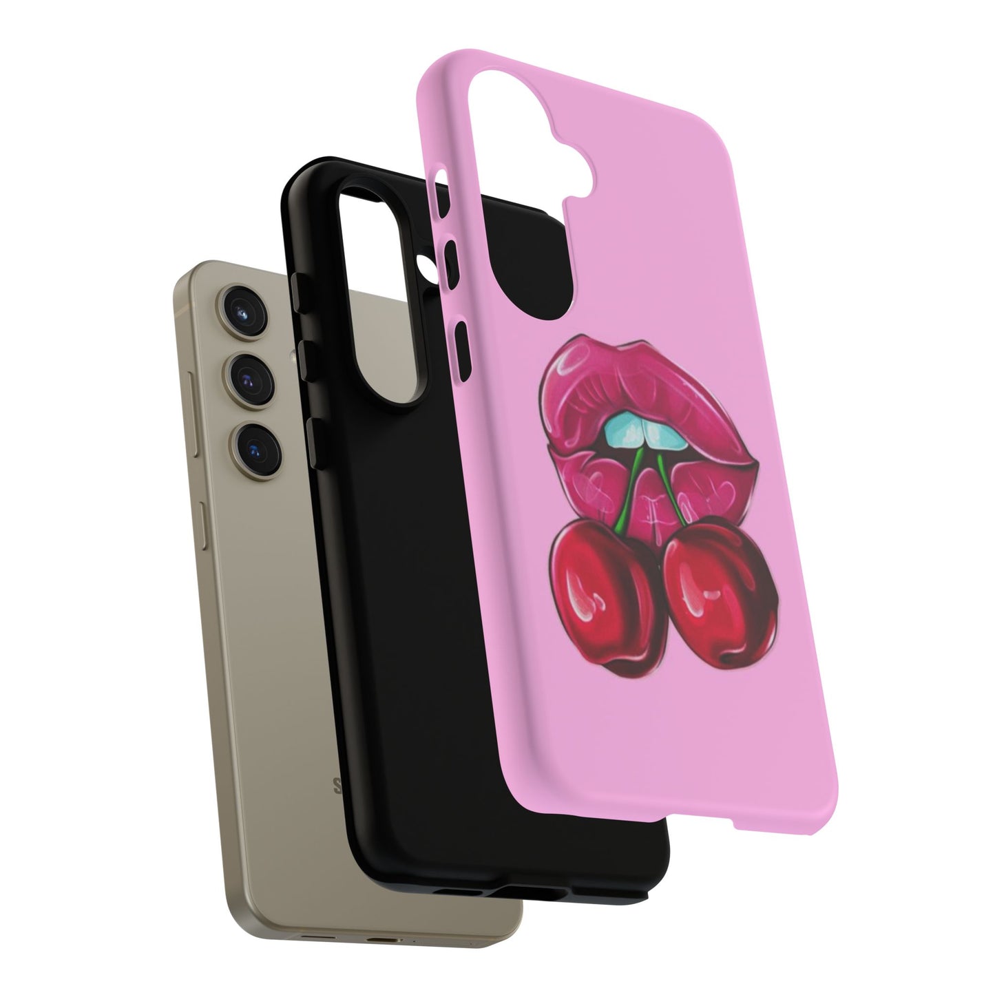 Stylish Phone Case with Cherry Kiss Design, Cute Gift for Her, Trendy Mobile Accessory, Perfect for Birthdays, Valentine's Day, Everyday Use