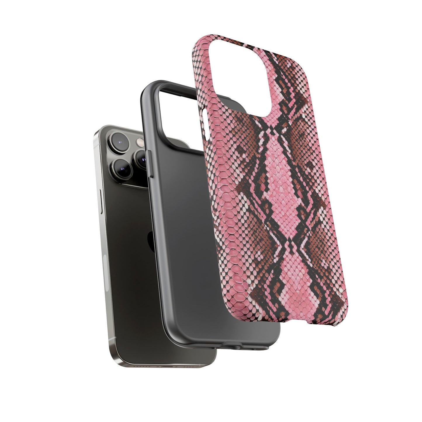 Pink Snake Skin Tough Phone Case — Protective Stylish iPhone Cover