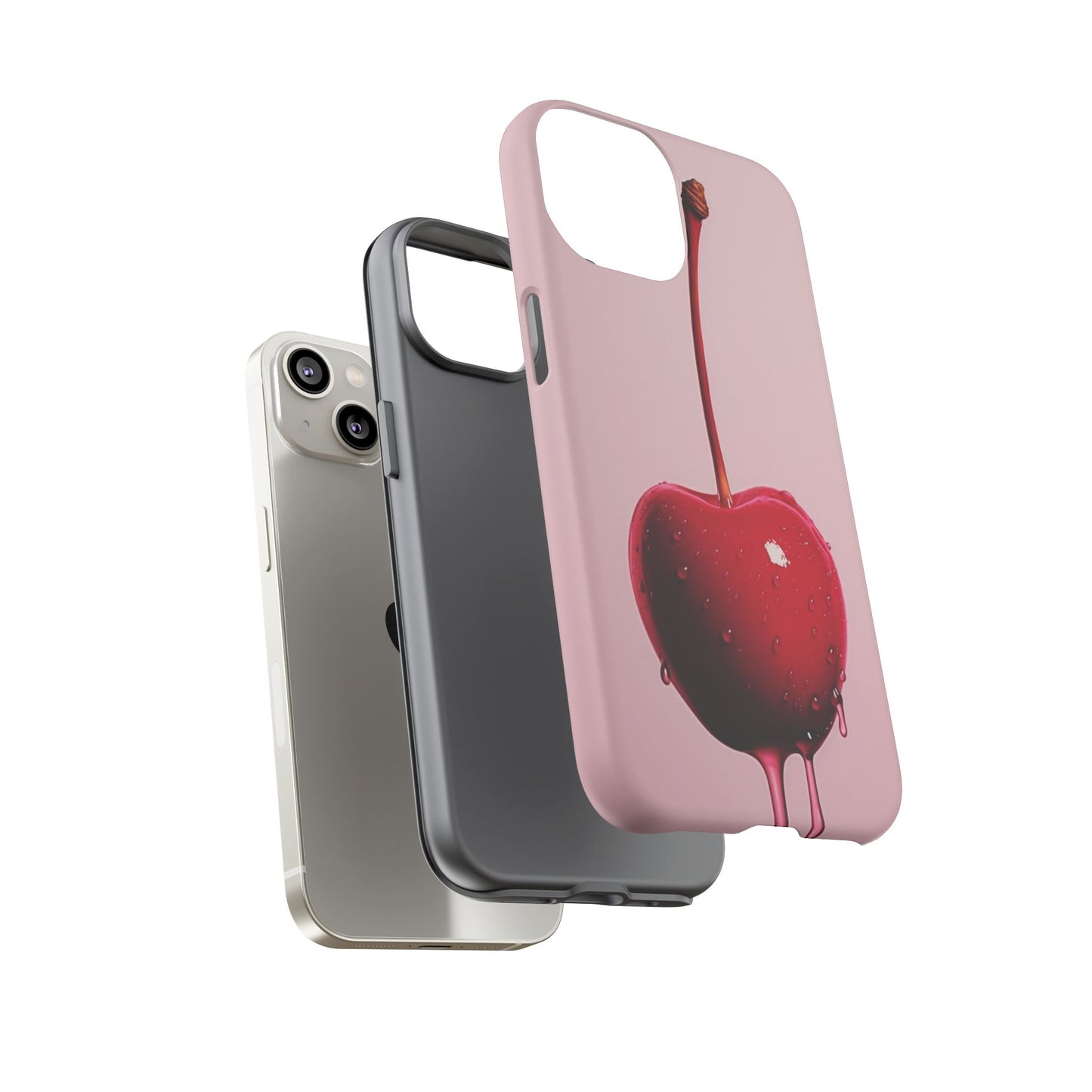 Cherry Drip Phone Case, Tough Phone Cover, Cute Cherry Accessory, Trendy Mobile Case, Kawaii Phone Case, Gift for Her