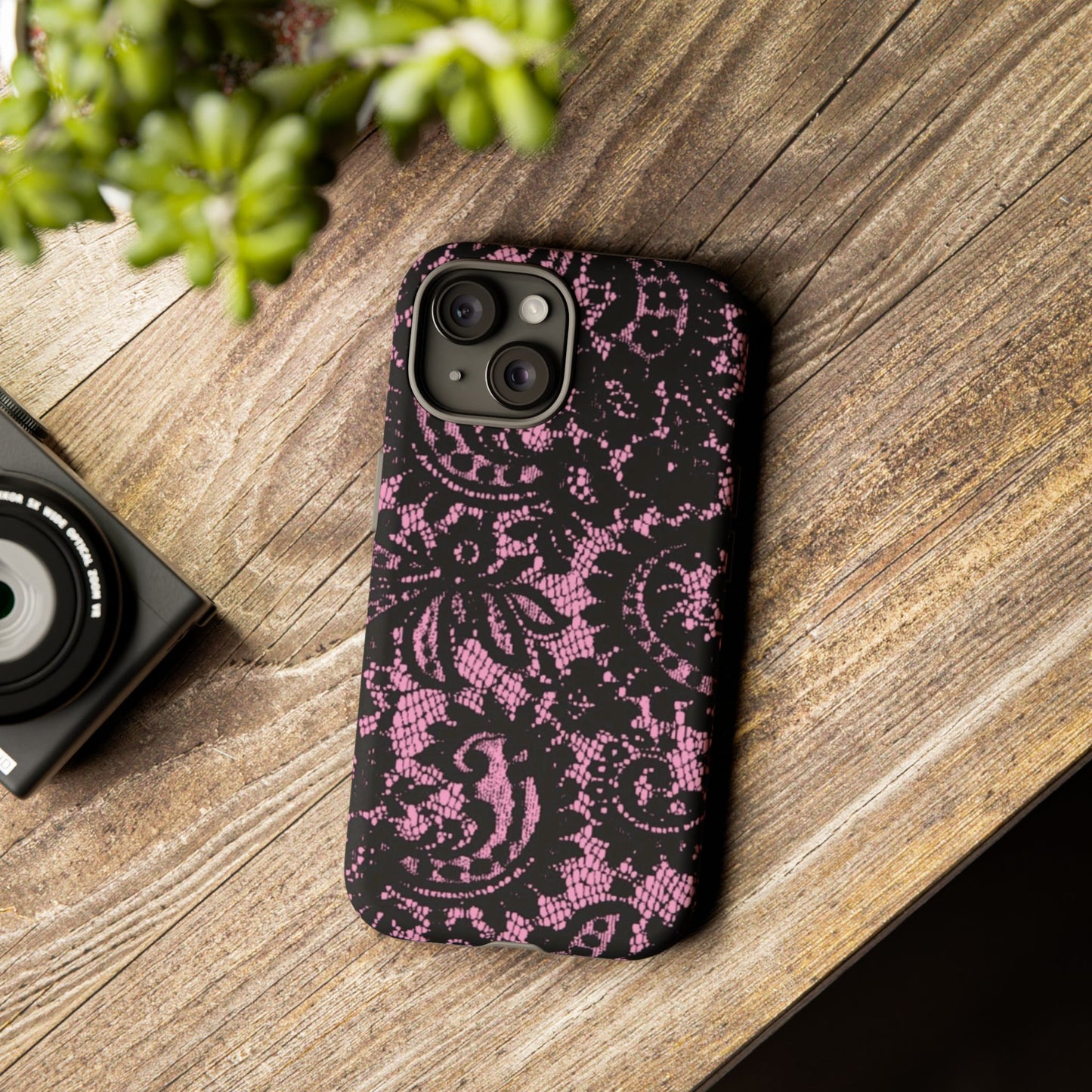Phone Case — Pink Lace Floral Tough Protective Case