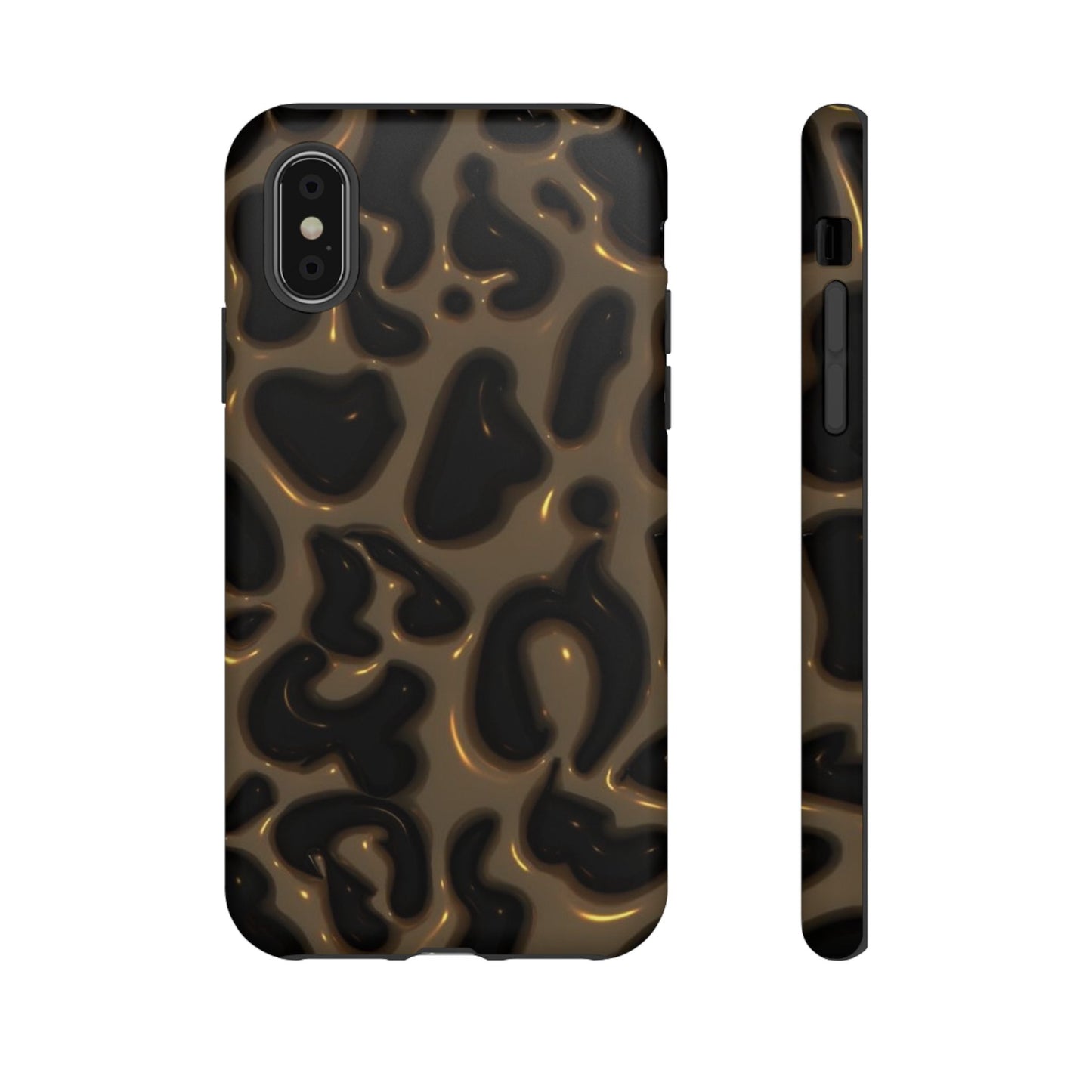 Leopard Gloss Tough Phone Case — Durable Protective iPhone Cover with Glossy Brown Animal Print