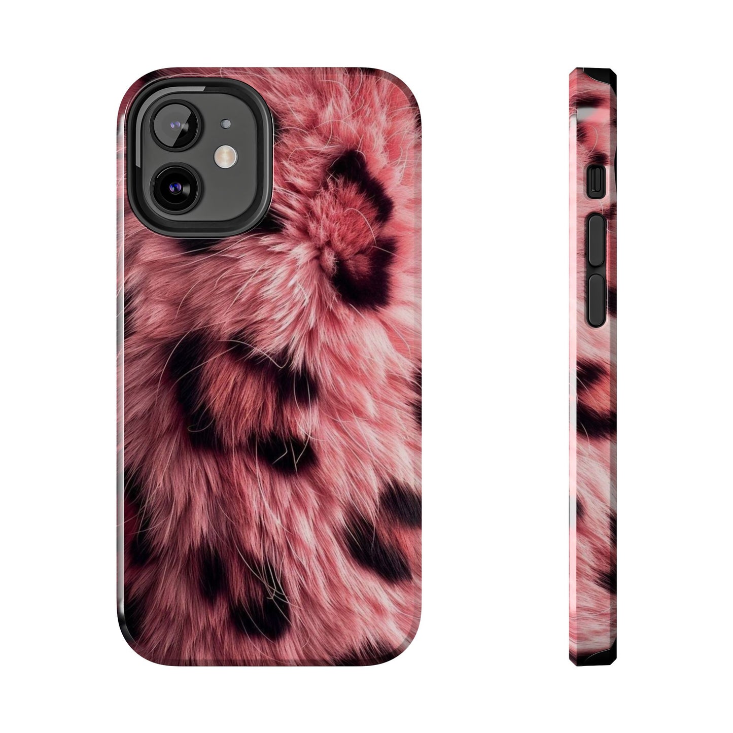 Faux Fur Tough Phone Case - Pink Leopard Print