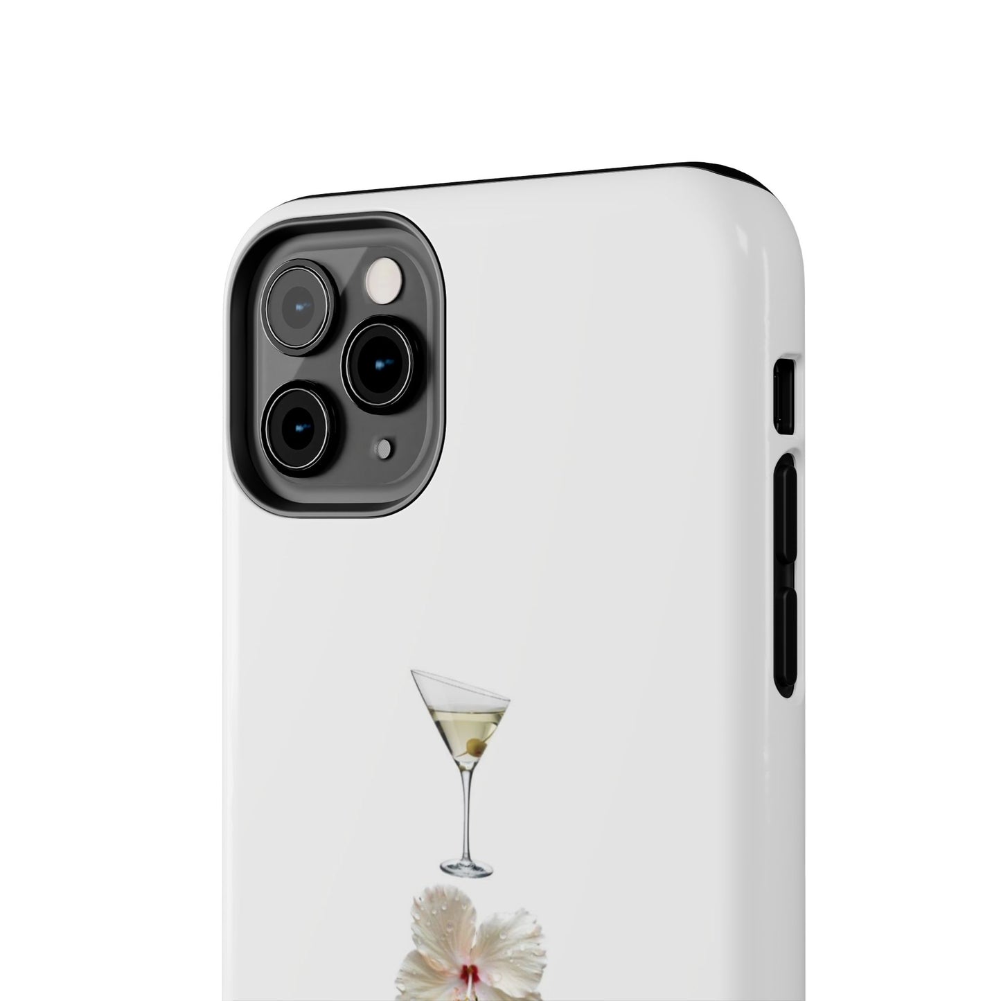 Elegant Nature-Inspired Tough Phone Case with Martini, Flower, Butterfly, and Leopard Design