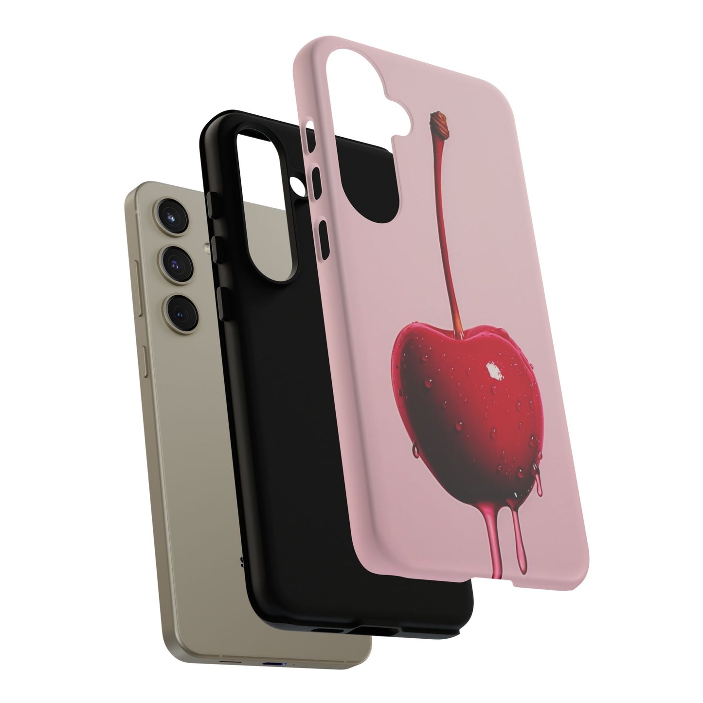 Cherry Drip Phone Case, Tough Phone Cover, Cute Cherry Accessory, Trendy Mobile Case, Kawaii Phone Case, Gift for Her