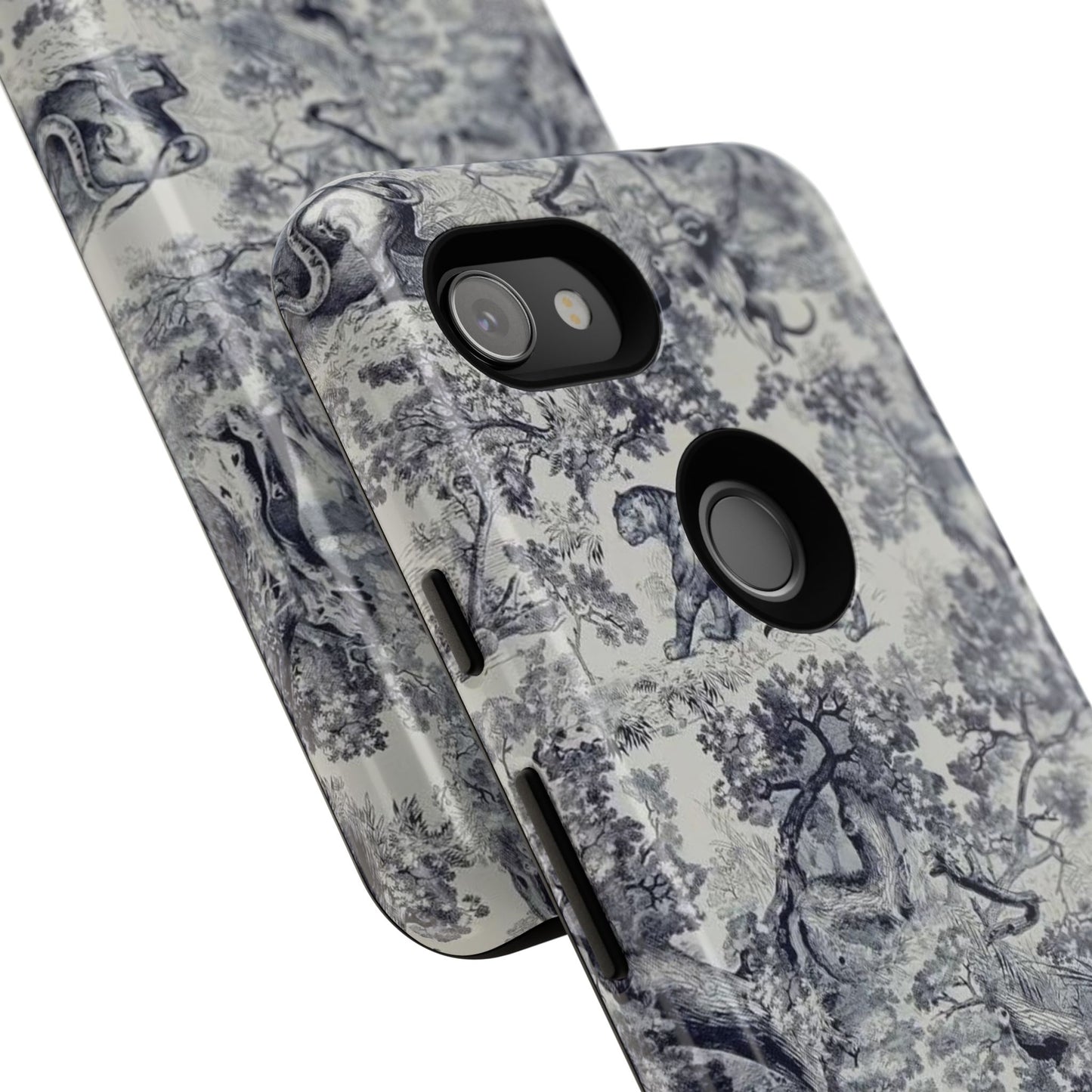 Toile Safari Phone Case — Vintage Tiger & Jungle Pattern Protective Tough Case