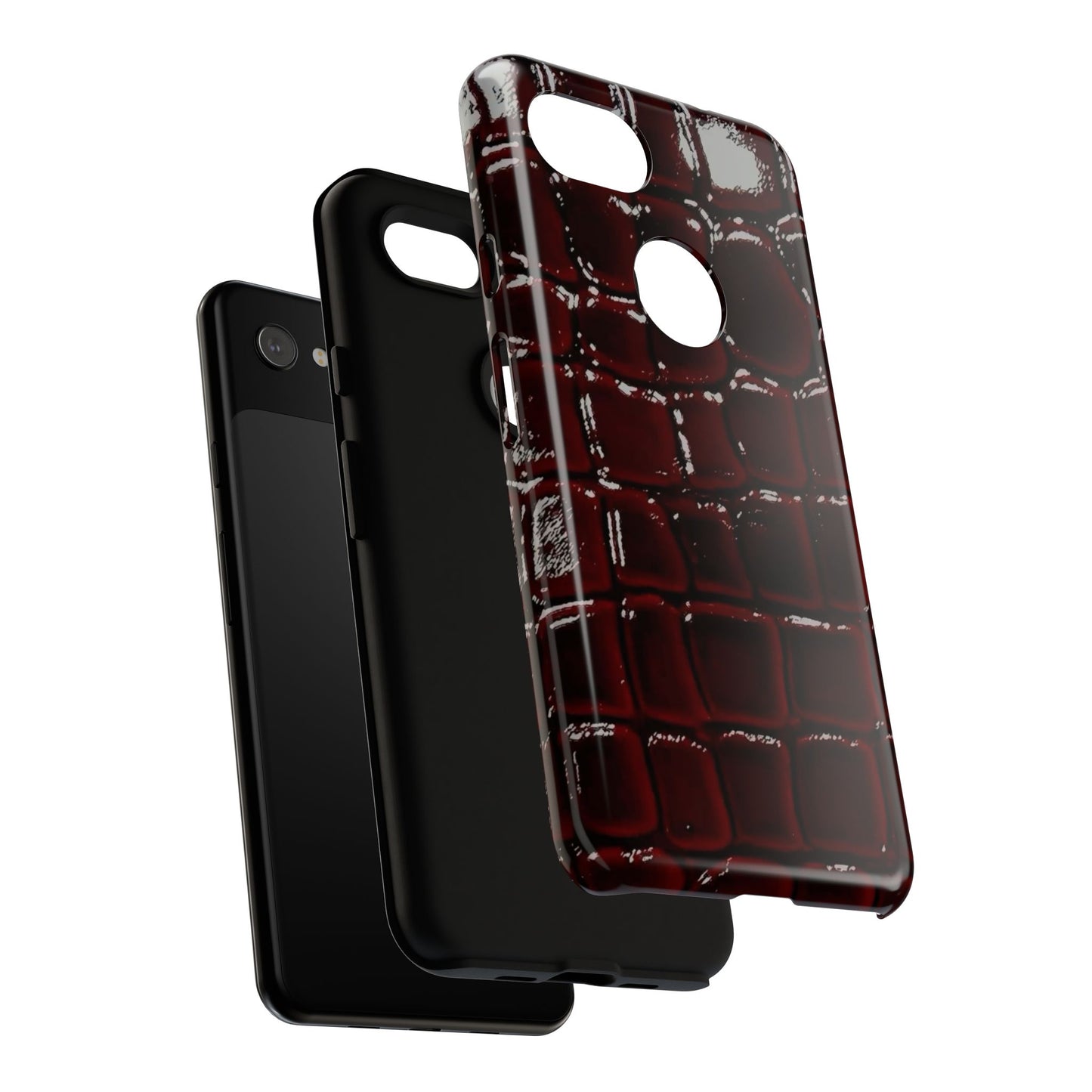 Croc Embossed Burgundy Tough Phone Case