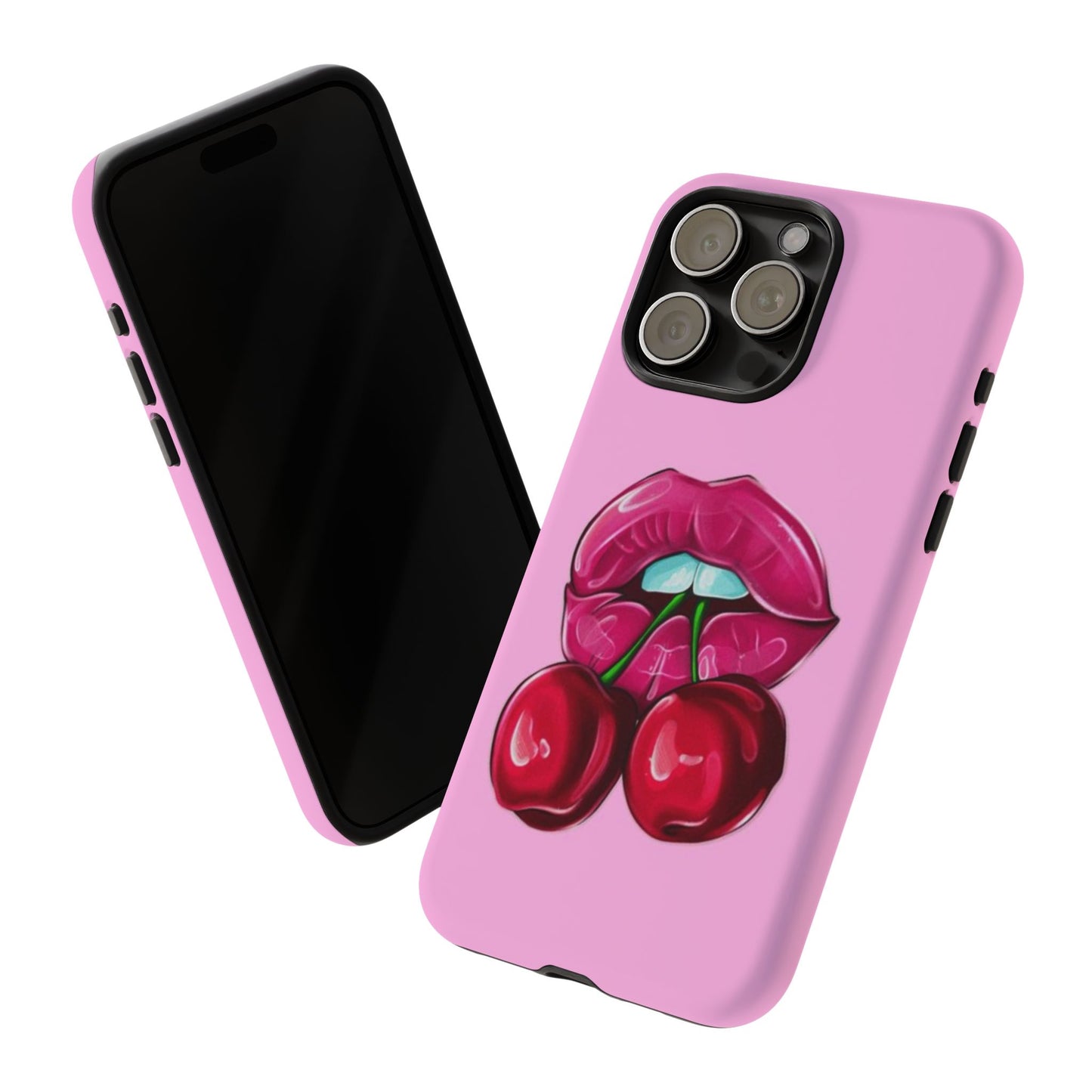 Stylish Phone Case with Cherry Kiss Design, Cute Gift for Her, Trendy Mobile Accessory, Perfect for Birthdays, Valentine's Day, Everyday Use
