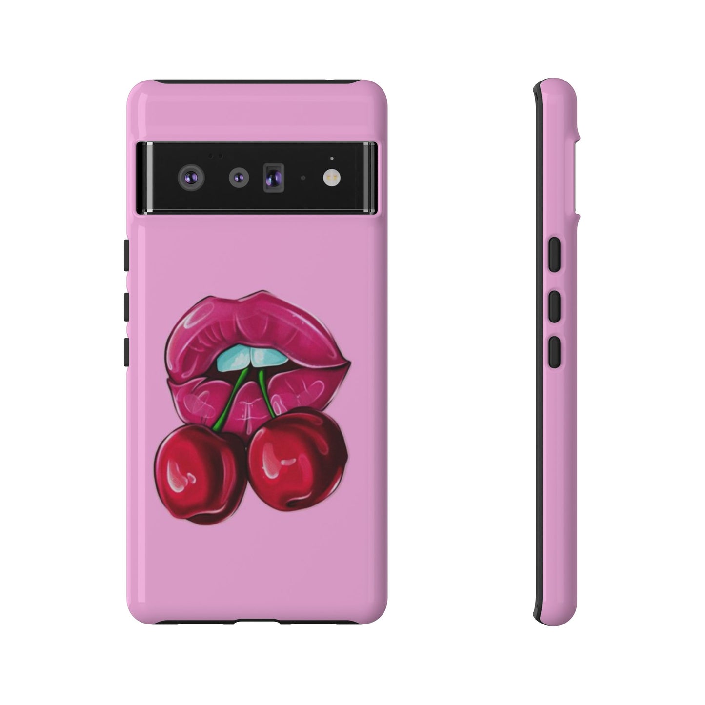 Stylish Phone Case with Cherry Kiss Design, Cute Gift for Her, Trendy Mobile Accessory, Perfect for Birthdays, Valentine's Day, Everyday Use