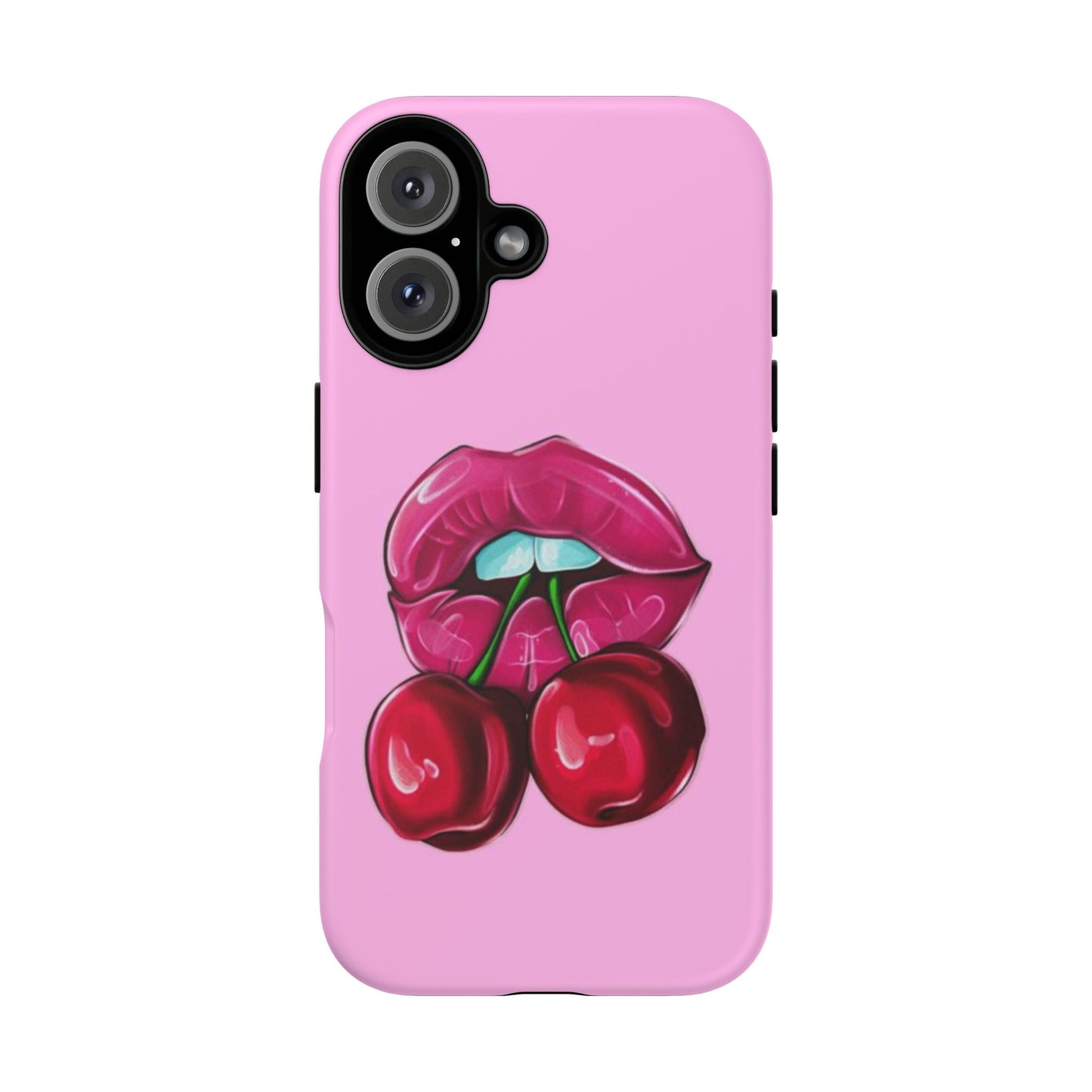 Stylish Phone Case with Cherry Kiss Design, Cute Gift for Her, Trendy Mobile Accessory, Perfect for Birthdays, Valentine's Day, Everyday Use