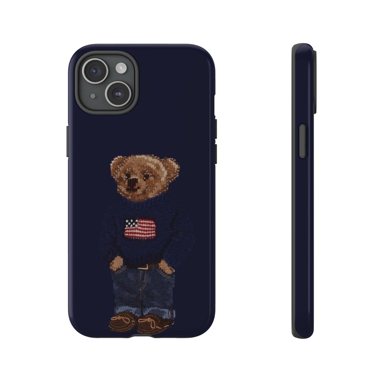 Patriotic Polo Bear Phone Case — Navy Protective Tough Case