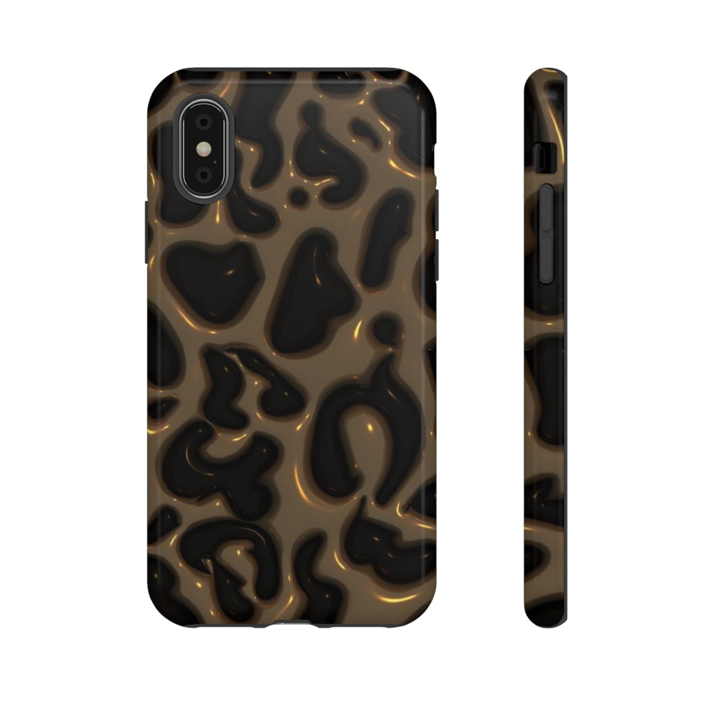 Leopard Gloss Tough Phone Case — Durable Protective iPhone Cover with Glossy Brown Animal Print