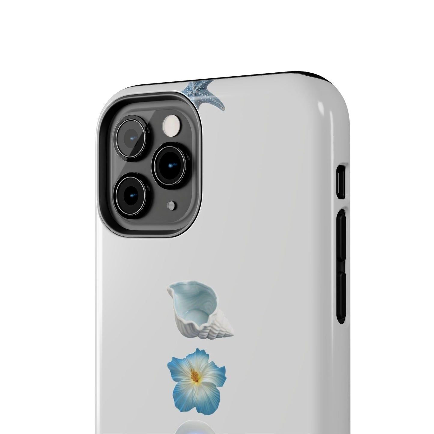 Ocean-Inspired Tough Phone Cases - Coastal Design with Shells and Pearls