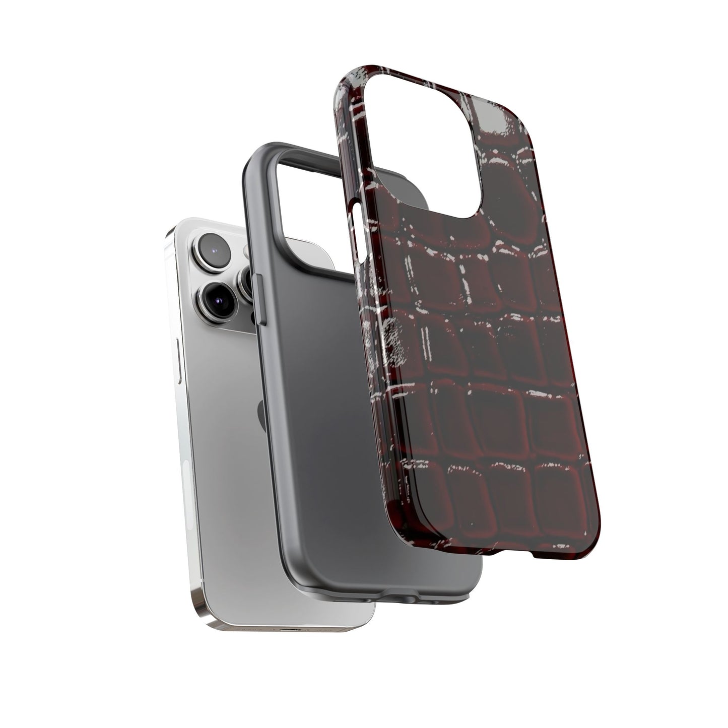 Croc Embossed Burgundy Tough Phone Case