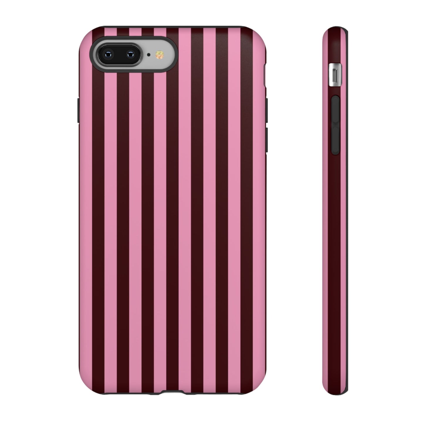 Striped Pink & Burgundy Tough Phone Case — Durable Vertical Stripe Protection