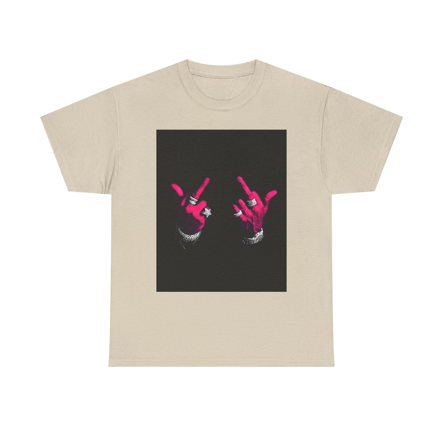 Unisex Heavy Cotton Tee with Bold Hand Gesture Graphic, Casual Wear, Unique Gift, Street Style, Everyday Fashion, Statement Tee